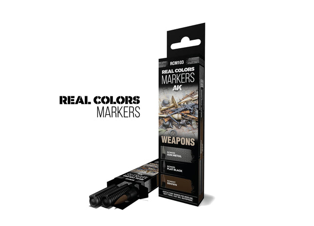 Gamers Guild AZ AK Interactive AKRCM103: AK Interactive Real Colors Markers - Weapons (3ct) (Pre-Order) LSG