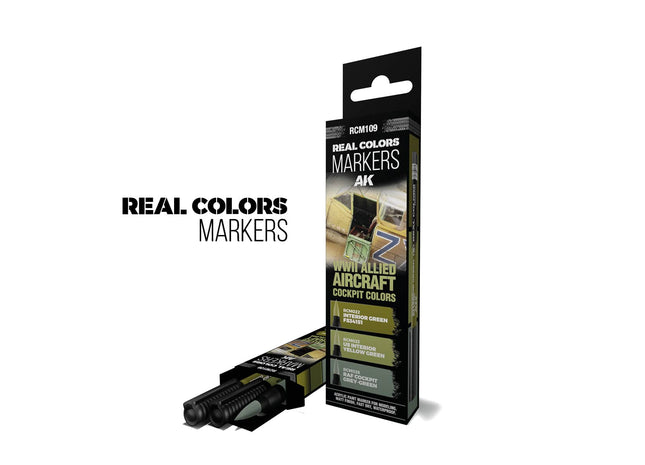 Gamers Guild AZ AK Interactive AKRCM109: AK Interactive Real Colors Markers - WWII Allied Aircraft Cockpit Colors (3ct) (Pre-Order) LSG