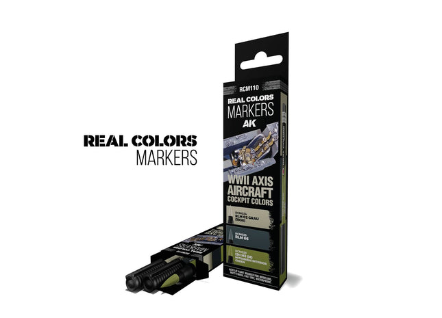 Gamers Guild AZ AK Interactive AKRCM110: AK Interactive Real Colors Markers - WWII Axis Aircraft Cockpit Colors (3ct) (Pre-Order) LSG