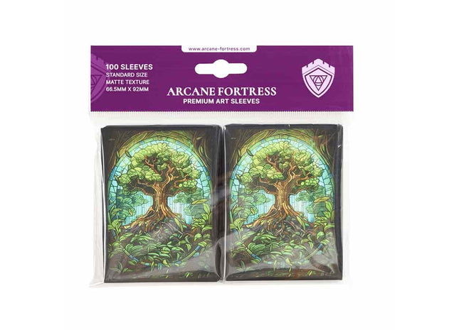 Gamers Guild AZ Arcane Fortress Arcane Fortress: Stained Glass: Mythical Forest Sleeves 100ct (Pre-Order) GTS