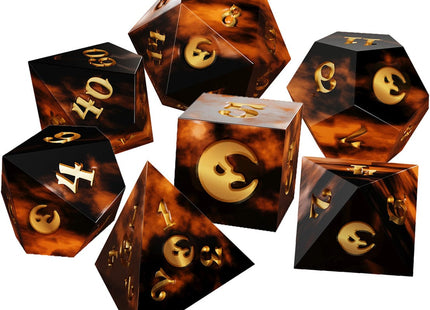 Gamers Guild AZ Avantris Entertainment The Crooked Moon: 7ct Golden Sharp Resin Polyhedral Dice Set (Pre-Order) Southern Hobby