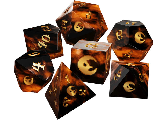 Gamers Guild AZ Avantris Entertainment The Crooked Moon: 7ct Golden Sharp Resin Polyhedral Dice Set (Pre-Order) Southern Hobby