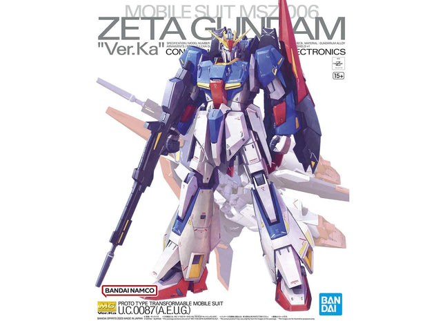 Gamers Guild AZ Bandai Bandai Hobby - Mobile Suit Zeta Gundam - Zeta Gundam (Ver. Ka), Bandai Spirits MG 1/100 Model Kit Southern Hobby