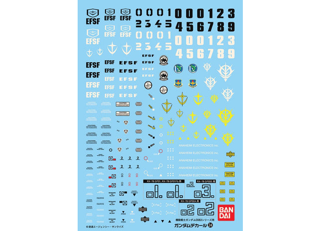 Gamers Guild AZ Bandai Gunpla Decal - GD-24 MG Gundam 0083 Multi-Use Decal Assort. Bag (Pre-Order) AGD