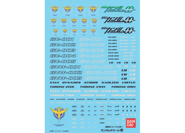 Gamers Guild AZ Bandai Gunpla Decal - GD-46 Gundam 00 Decals 1 Bag (Pre-Order) AGD