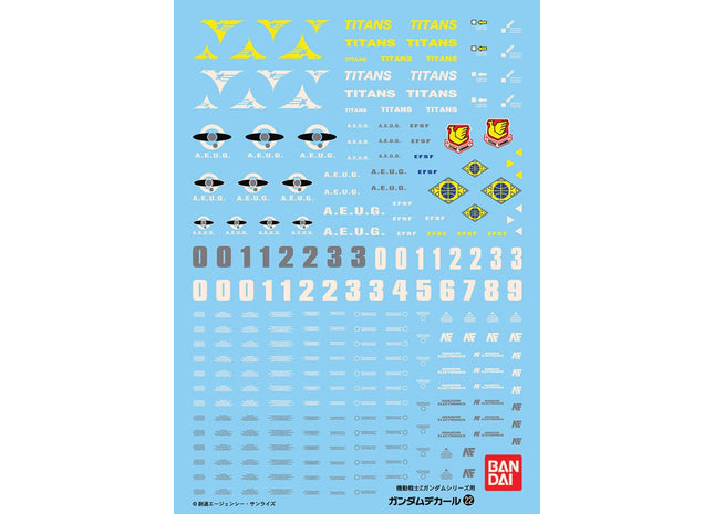 Gamers Guild AZ Bandai Gunpla Decal - Mobile Suit Zeta Gundam, GD-22 MG Multiuse - Zeta Bag (Pre-Order) AGD