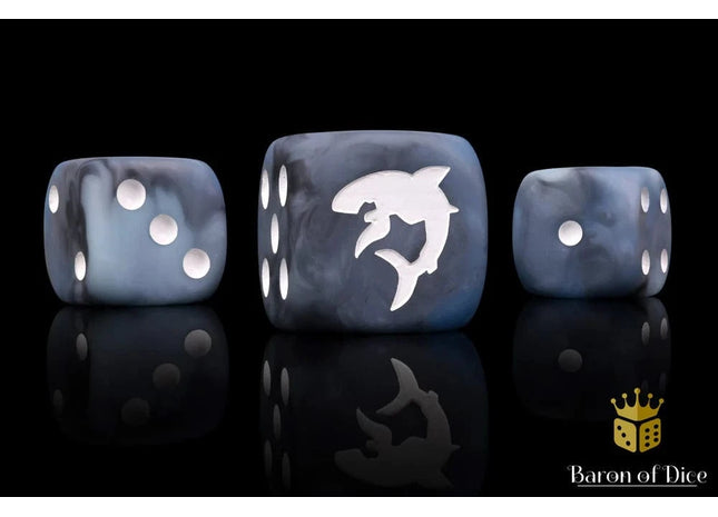 Gamers Guild AZ Baron of Dice Baron of Dice: Carcharodon "Great White Shark" - Void Grey Round Dice Baron of Dice