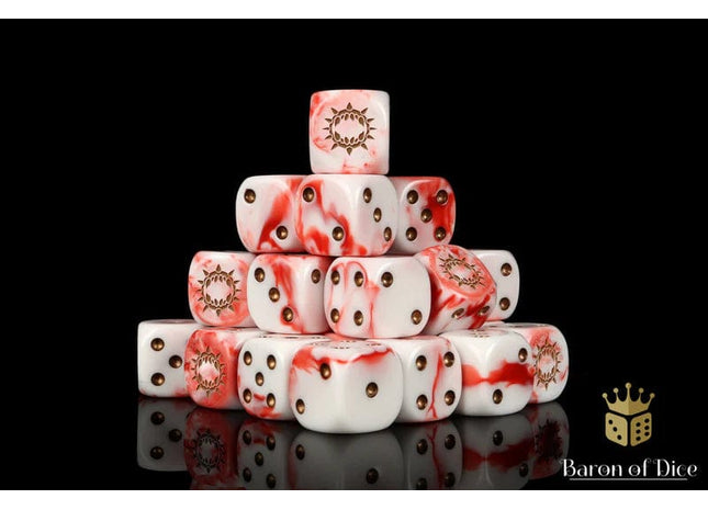 Gamers Guild AZ Baron of Dice Baron of Dice: Carnage Dice - White Dice / Round Corner Baron of Dice