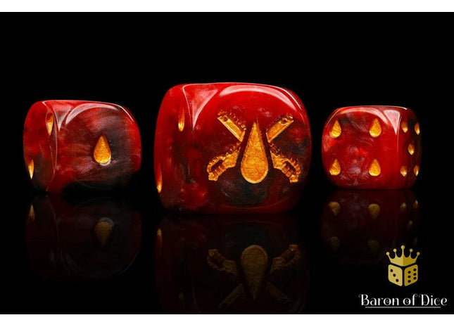 Gamers Guild AZ Baron of Dice Baron of Dice: Chain Blades Dice - Blood Red / Round Corner (x25) Baron of Dice