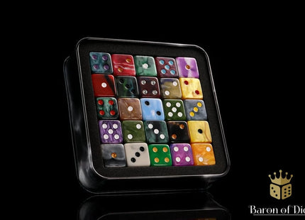 Gamers Guild AZ Baron of Dice Baron of Dice: Children of Profligacy - Silver 16mm Dice (Square Corner) Baron of Dice