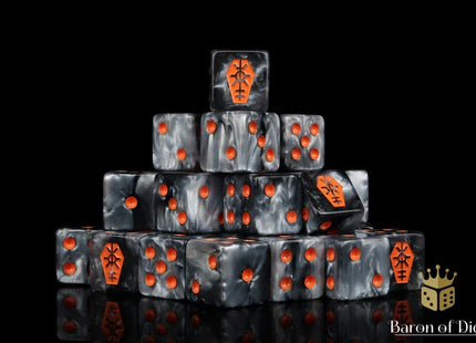 Gamers Guild AZ Baron of Dice Baron of Dice: Day of the Dead, Orange Coffin, 16mm Dice / Square Corner Baron of Dice