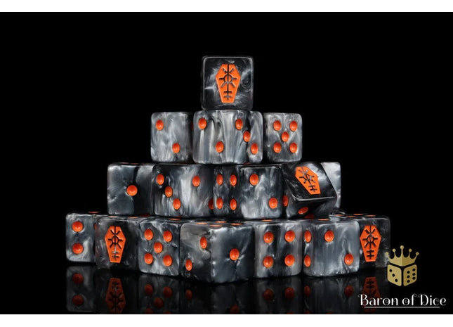 Gamers Guild AZ Baron of Dice Baron of Dice: Day of the Dead, Orange Coffin, 16mm Dice / Square Corner Baron of Dice