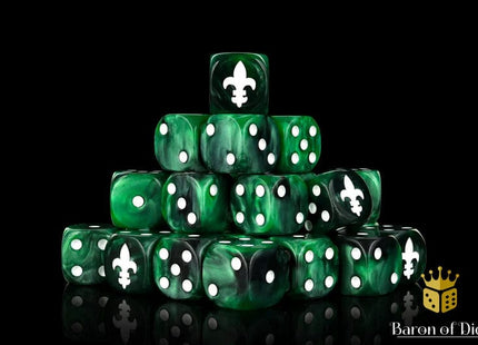 Gamers Guild AZ Baron of Dice Baron of Dice: Fleur De Lis Green 16mm Dice / Round Corner Baron of Dice