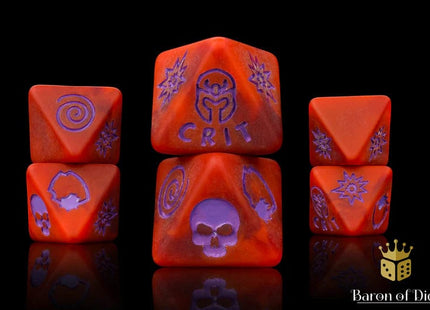 Gamers Guild AZ Baron of Dice Baron of Dice: Menacing Mutants - Red Matte D8 Dice  Set Baron of Dice