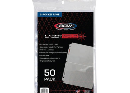 Gamers Guild AZ BCW LaserWeld 2-Pocket Photo Page (50 CT. Pack) BCW