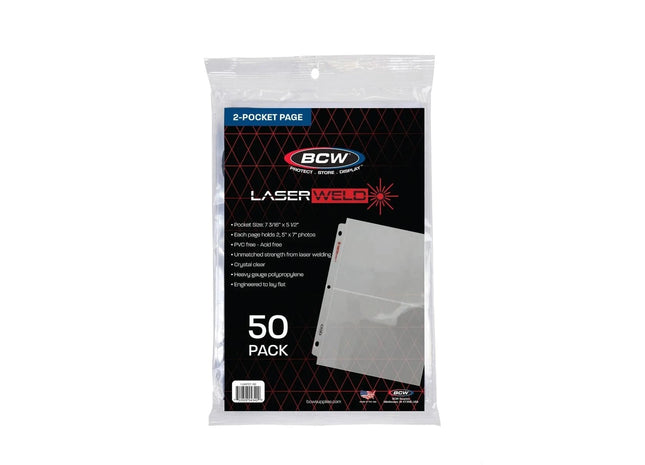 Gamers Guild AZ BCW LaserWeld 2-Pocket Photo Page (50 CT. Pack) BCW