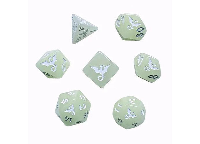 Gamers Guild AZ Black Oak Workshop Black Oak Workshop: 7-Dice Set: Moon Dragon (Glow in the Dark) - Black Friday Black Oak Workshop