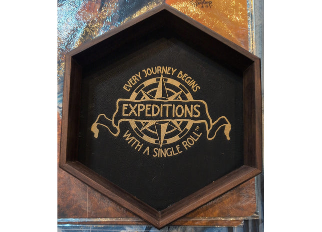 Gamers Guild AZ Black Oak Workshop Black Oak Workshop: Expeditions - Black Leather-Lined Dice Tray Black Oak Workshop