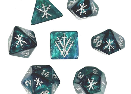 Gamers Guild AZ Black Oak Workshop Black Oak Workshop: Knight's Blade Polyhedral Dice Set Green Knight Black Oak Workshop