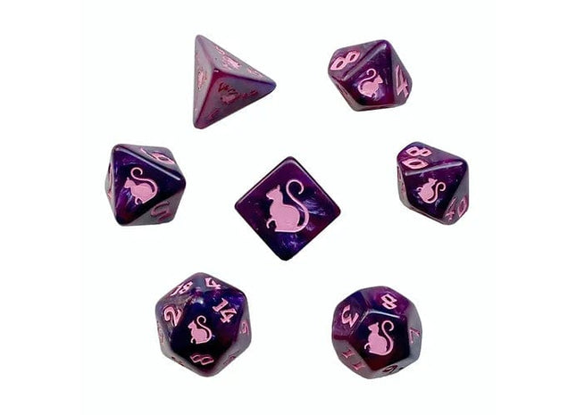 Gamers Guild AZ Black Oak Workshop Oak Workshop: 7-Dice Set: Kitty Clacks - Cheshire Black Oak Workshop