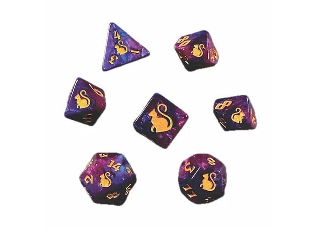 Gamers Guild AZ Black Oak Workshop Oak Workshop: 7-Dice Set: Kitty Clacks - Fortuna Black Oak Workshop