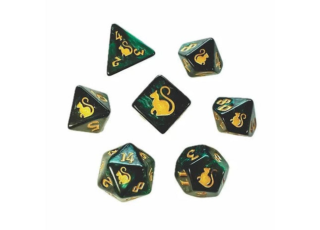 Gamers Guild AZ Black Oak Workshop Oak Workshop: 7-Dice Set: Kitty Clacks - Loki Black Oak Workshop