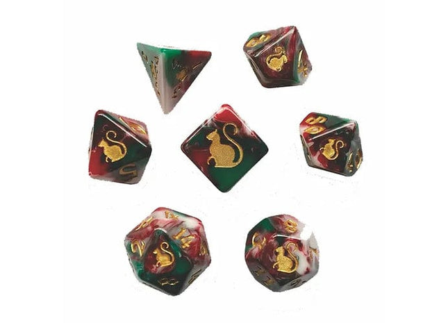 Gamers Guild AZ Black Oak Workshop Oak Workshop: 7-Dice Set: Kitty Clacks - Lucky Black Oak Workshop