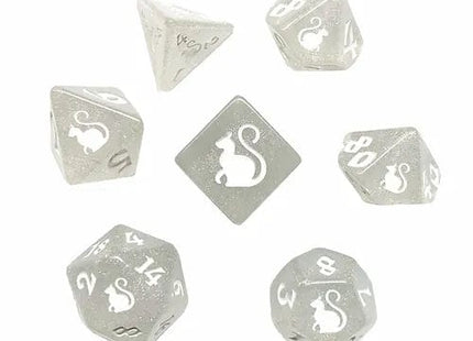 Gamers Guild AZ Black Oak Workshop Oak Workshop: 7-Dice Set: Kitty Clacks - Snowball Black Oak Workshop