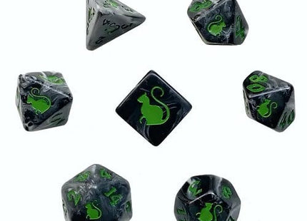 Gamers Guild AZ Black Oak Workshop Oak Workshop: 7-Dice Set: Kitty Clacks - Trixie Black Oak Workshop
