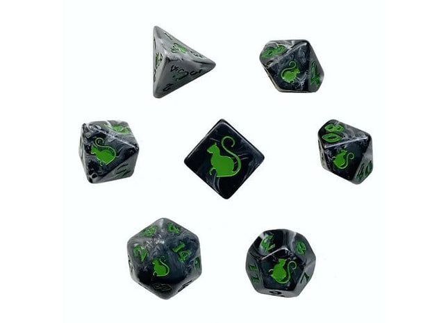 Gamers Guild AZ Black Oak Workshop Oak Workshop: 7-Dice Set: Kitty Clacks - Trixie Black Oak Workshop