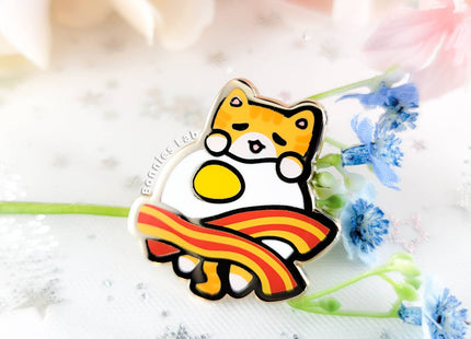 Gamers Guild AZ Bonnies Lab Bacon and Egg Cat Enamel Pin Faire