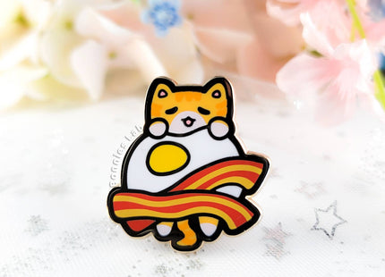 Gamers Guild AZ Bonnies Lab Bacon and Egg Cat Enamel Pin Faire