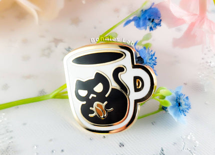 Gamers Guild AZ Bonnies Lab Black Coffee Cat Enamel Pin Faire