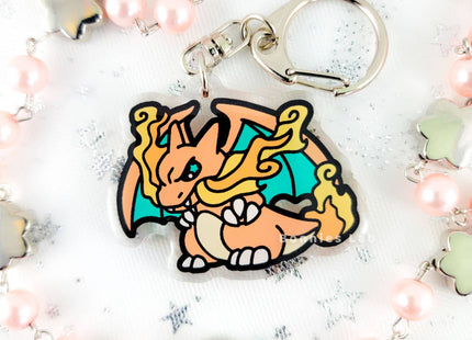 Gamers Guild AZ Bonnies Lab Charizard Epoxy Acrylic Keychain Charm Faire