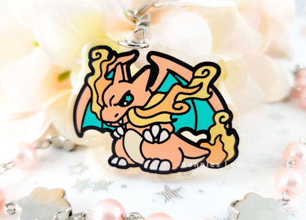 Gamers Guild AZ Bonnies Lab Charizard Epoxy Acrylic Keychain Charm Faire