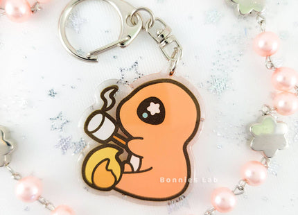 Gamers Guild AZ Bonnies Lab Charmander Epoxy Acrylic Keychain Charm Faire