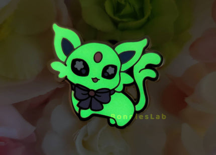 Gamers Guild AZ Bonnies Lab Chibi Shiny Espeon Enamel Pin (glows in the dark) Faire