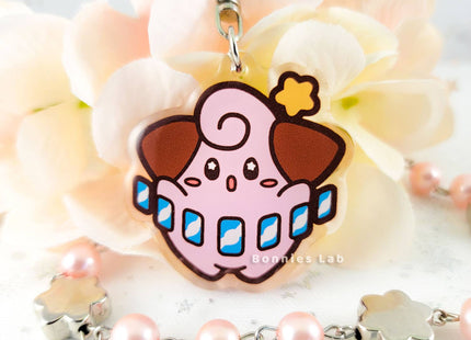 Gamers Guild AZ Bonnies Lab Cleffa Epoxy Acrylic Keychain Charm Faire