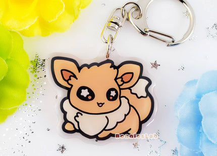 Gamers Guild AZ Bonnies Lab Eevee Epoxy Acrylic Keychain Charm Faire