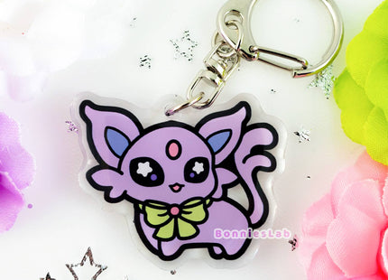Gamers Guild AZ Bonnies Lab Espeon Epoxy Acrylic Keychain Charm Faire