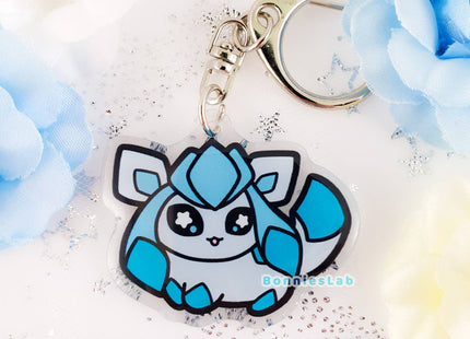 Gamers Guild AZ Bonnies Lab Glaceon Epoxy Acrylic Keychain Charm Faire