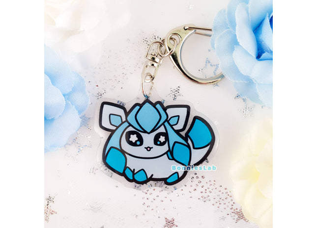 Gamers Guild AZ Bonnies Lab Glaceon Epoxy Acrylic Keychain Charm Faire