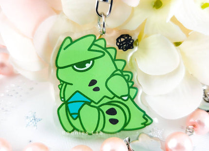 Gamers Guild AZ Bonnies Lab Grumpy Lizard Tyranitar Epoxy Acrylic Keychain Charm Faire