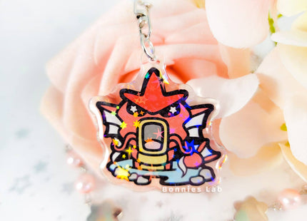 Gamers Guild AZ Bonnies Lab Shiny Gyarados Epoxy Acrylic Keychain Holographic Charm Faire