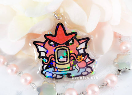 Gamers Guild AZ Bonnies Lab Shiny Gyarados Epoxy Acrylic Keychain Holographic Charm Faire