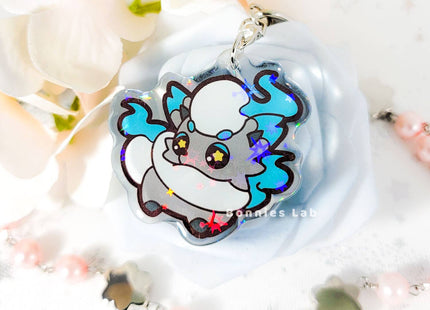 Gamers Guild AZ Bonnies Lab Shiny Hisuian Zorua Epoxy Acrylic Keychain Holographic Charm Faire
