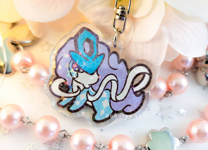Gamers Guild AZ Bonnies Lab Suicune Epoxy Acrylic Keychain Holographic Charm Faire
