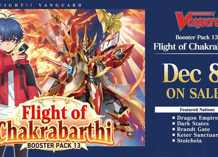 Gamers Guild AZ Cardfight!! Vanguard Cardfight Vanguard overDress: BT13 Flight of Chakrabarthi Booster Box (Pre Order) Southern Hobby
