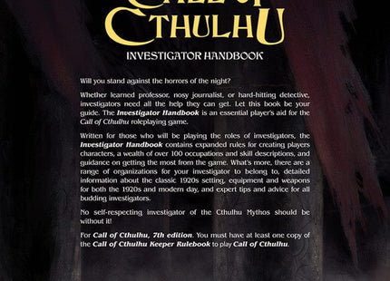 Gamers Guild AZ Chaosium Call of Cthulhu Investigator Handbook (Pre-Order) PSi