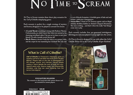 Gamers Guild AZ Chaosium Call of Cthulhu: No Time To Scream (Pre-Order) Asmodee